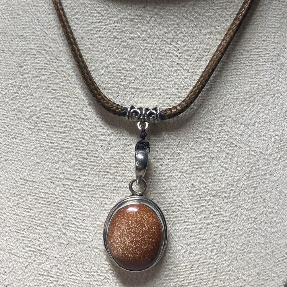 Sterling Silver 925 Goldstone Pendant Necklace